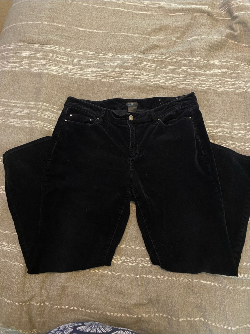 Ann Taylor Black Corduroy Straight-Leg Pants